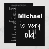 Naam Zeer oud Omzettend 40 Zwarte Dag Uitnodiging (Voorkant / Achterkant)