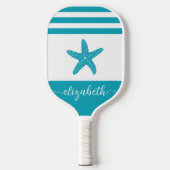  naam zeesterkreeft turquoise blauw kuststrand pickleball paddle (Voorkant)