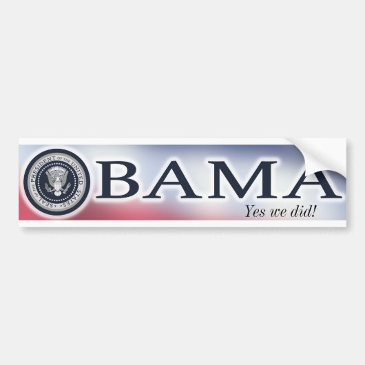 Naam & zegel, bumpersticker "Yes we did!" (Voorkant)