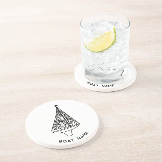 Naam zeilboot zandsteen onderzetter (Zijkant)