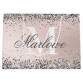 Naam Zilver Glitter Roze Groot Cadeauzakje (Voorkant)