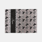 Naam zilveren glitterpaarden harten hoefijzer fleece deken (Voorkant (Horizontaal))