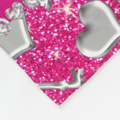 Naam zilveren hartensleutels neon hot roze glitter fleece deken (Hoek)
