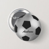  naam zilveren Voetbal knoppenbadjes Ronde Button 5,7 Cm (Voorkant /achterkant)
