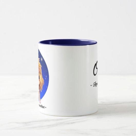 Naam Zodiac Astrosign Leo Waterverf Blue starsky Mok (Midden)