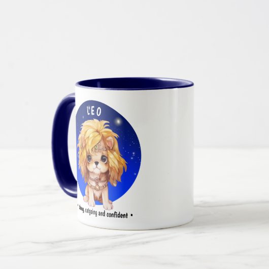 Naam Zodiac Astrosign Leo Waterverf Blue starsky Mok (Voorkant links)