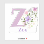 Naam Zoe met de letter Z Sticker Uitknippen (Vel)