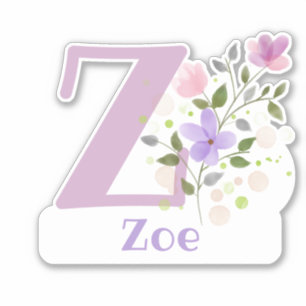 Naam Zoe met Letter Z Sticker Cut-Out