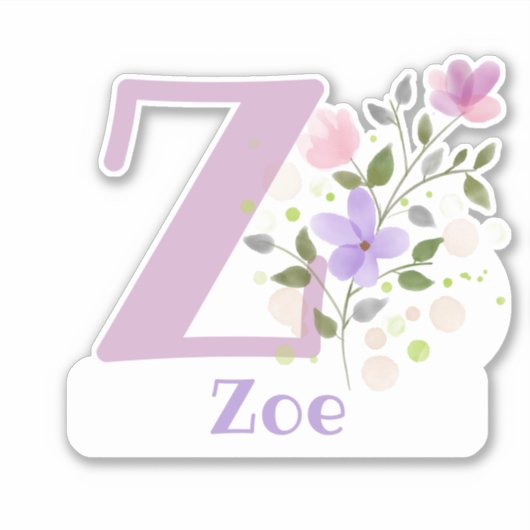 Naam Zoe met Letter Z Sticker Cut-Out (Voorkant)
