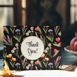 Naam, Zomer Wildbloemen Modern Kleurrijk Bedankkaart