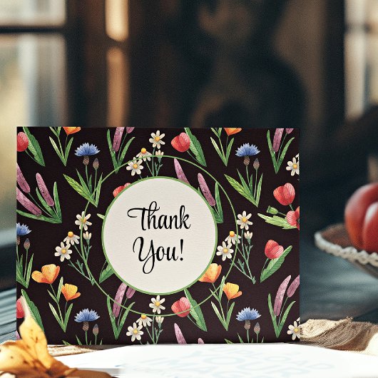 Naam, Zomer Wildbloemen Modern Kleurrijk Bedankkaart