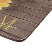 Naam zonnebloem Barn Wood monogram Snijplank (Hoek)