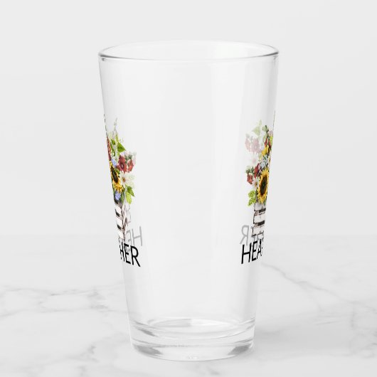 Naam zonnebloem Daisy Flowers Monogram Glas (Links)