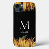Naam zonnebloemmonogram Case-Mate iPhone case (Achterkant)