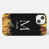 Naam zonnebloemmonogram iPhone hoesje (Achterkant horizontaal)