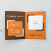 Naam zwager foto bruin oranje verjaardag kaart (Binnen)