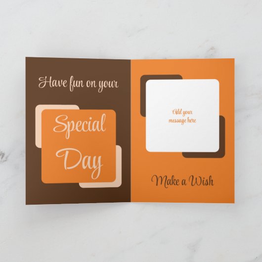 Naam zwager foto bruin oranje verjaardag kaart (Binnen)