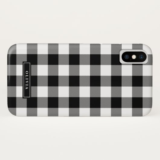 Naam zwart buffalo speldenpatroon Case-Mate iPhone case (Achterkant (horizontaal))