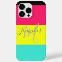 Naam zwart en neonkleurblok Stripe monogram