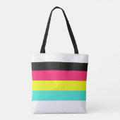 Naam zwart en neonkleurblok Stripe monogram Tote Bag (Achterkant)