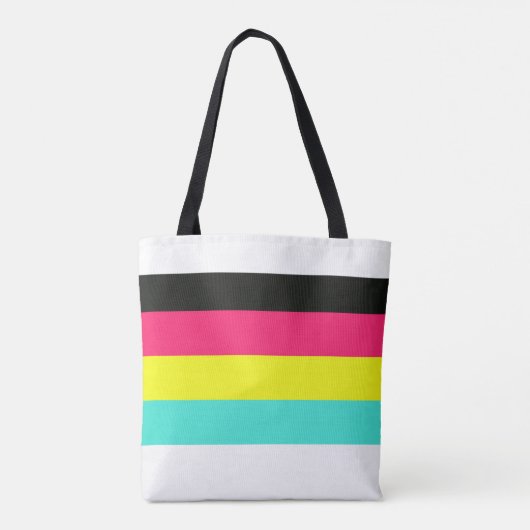 Naam zwart en neonkleurblok Stripe monogram Tote Bag (Achterkant)