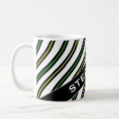 Naam + Zwart, Geel en Groen Wavy Lines Patroon Koffiemok (Links)