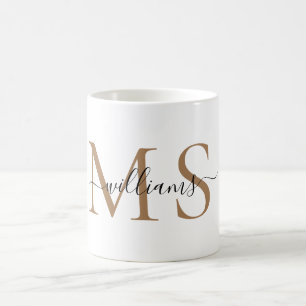 Naam zwart/goudmonogram koffiemok