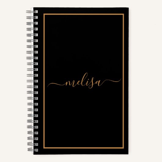 Naam zwart goudmonogram   notitieboek (Voorkant)