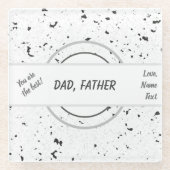 Naam Zwart & Grijs Chips Terrazzo Patroon Mannelij Glazen Onderzetter (Voorkant)