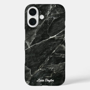 Naam zwart marmer iPhone 16 hoesje