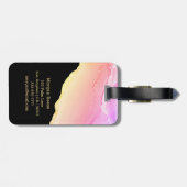 Naam & zwart monogram & gouddoos Roze & Gold Agate Bagagelabel (Achterkant horizontaal)