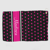 Naam zwart-roze polaire stip golfhanddoek (Horizontaal)