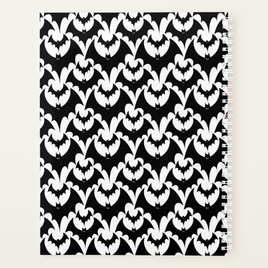 Naam zwart-wit bats Horror patroon personaliseren Planner (Achterkant)