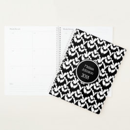Naam zwart-wit bats Horror patroon personaliseren Planner