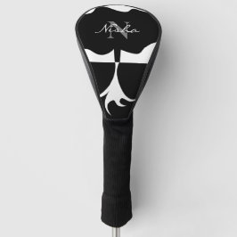 Naam zwart-wit boommonogram golfheadcover