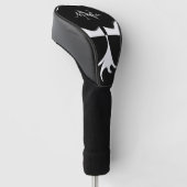 Naam zwart-wit boommonogram golfheadcover (Schuin)