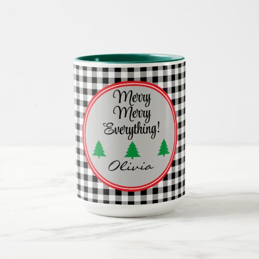 Naam, Zwart & Wit Buffalo Check 15oz. combo Mok (Midden)