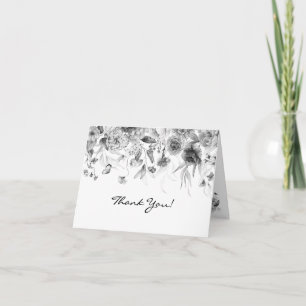 Naam, Zwart & Wit Elegante Bloemschikking Fijne Ku Bedankkaart
