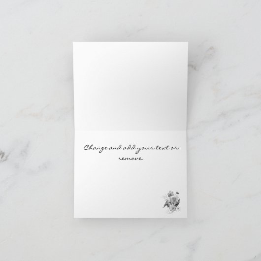 Naam, Zwart & Wit Elegante Fine Art Bloemen Bedankkaart (Binnen)