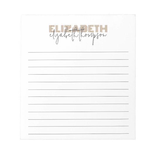Naam zwart-wit en gouden lettersoort, gelinkt notitieblok (Voorkant)