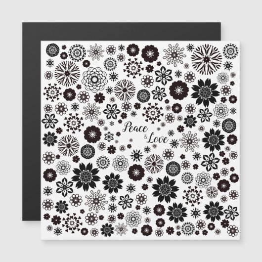 naam Zwart-wit Floral Patroon (Voorkant / Achterkant)