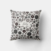  naam Zwart-wit Floral Patroon Kussen (Achterkant)