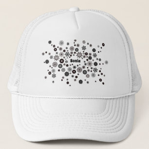 naam Zwart-wit Floral Patroon Trucker Pet