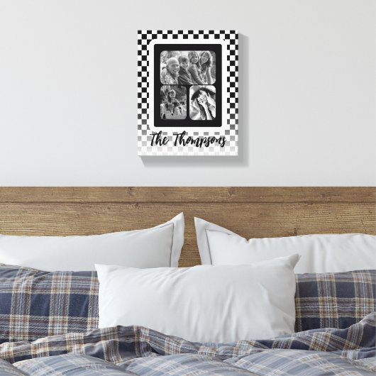 Naam zwart-wit fotocollage canvas afdruk (Insitu (Slaapkamer))