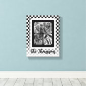 Naam zwart-wit fotocollage canvas afdruk (Insitu (Houten vloer))