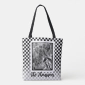 Naam zwart-wit fotocollage tote bag (Achterkant)