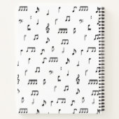 Naam zwart-wit musical Notes Symbol Patroon Notitieboek (Achterkant)