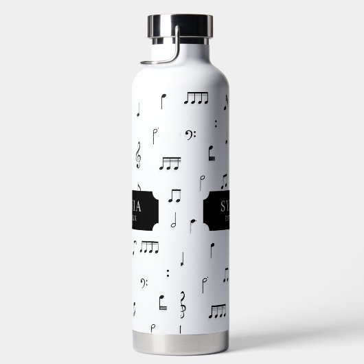 Naam zwart-wit musical Notes Symbol Patroon Waterfles (Rechts)