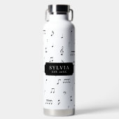 Naam zwart-wit musical Notes Symbol Patroon Waterfles (Voorkant)