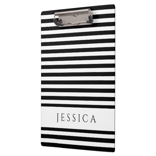 Naam zwart-wit Striped Pattern Klembord (Links)